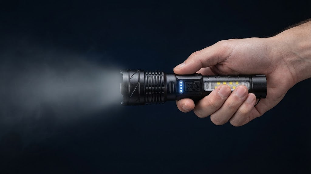 Flashlight in use